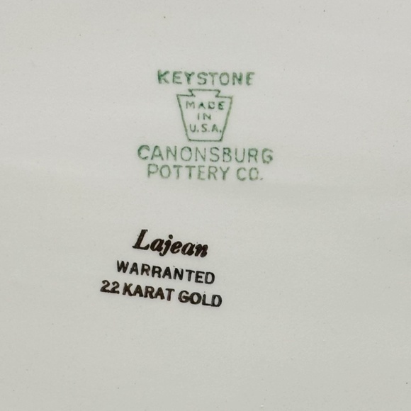 Keystone Cannonsburg Pottery Platter, Lajean Pattern, 22 Karat Gold Trim, Signed - Picture 5 of 5